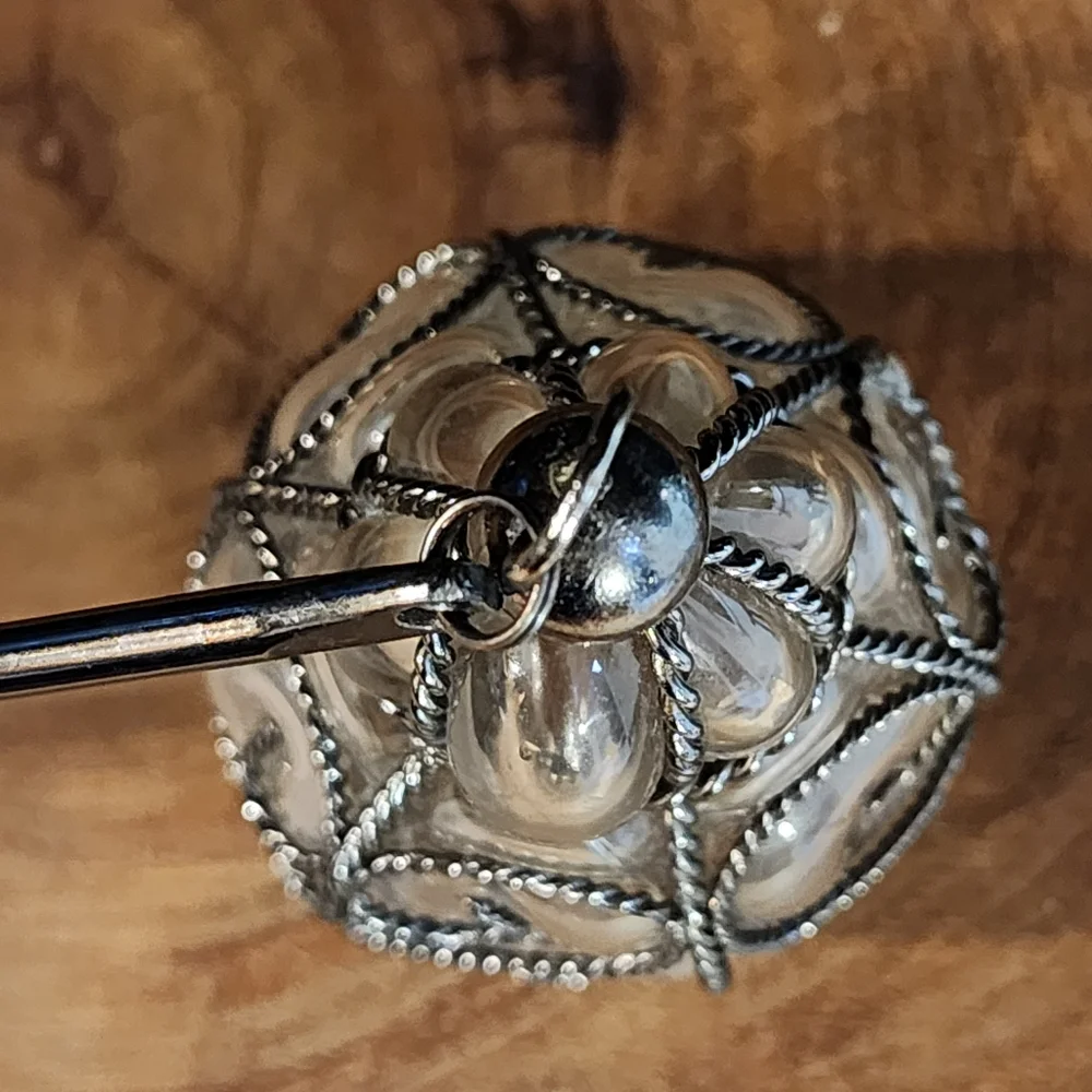 Vintage Black Wooden Handle Silver Tone Scroll Wire Candle Snuffer